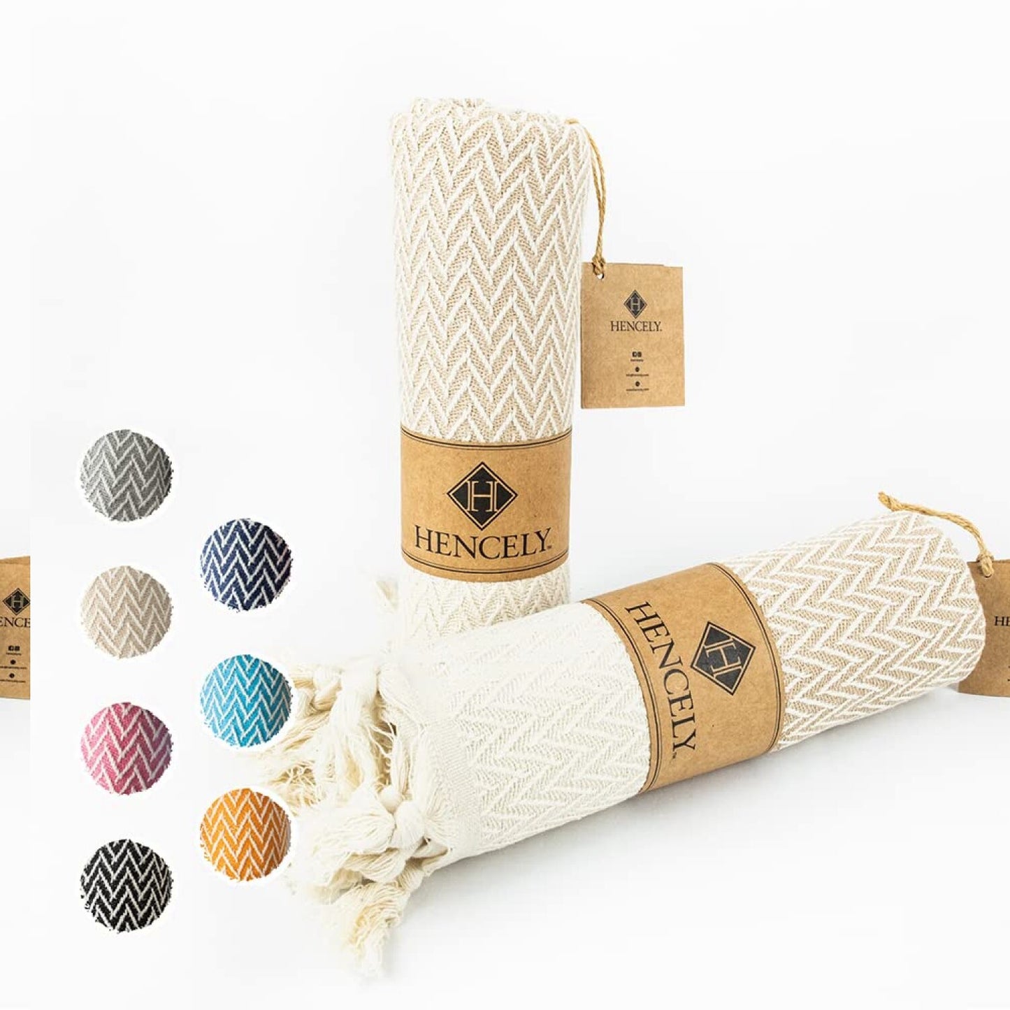 Turkish Hand Towel Set 2 Beige 16x40 Inches