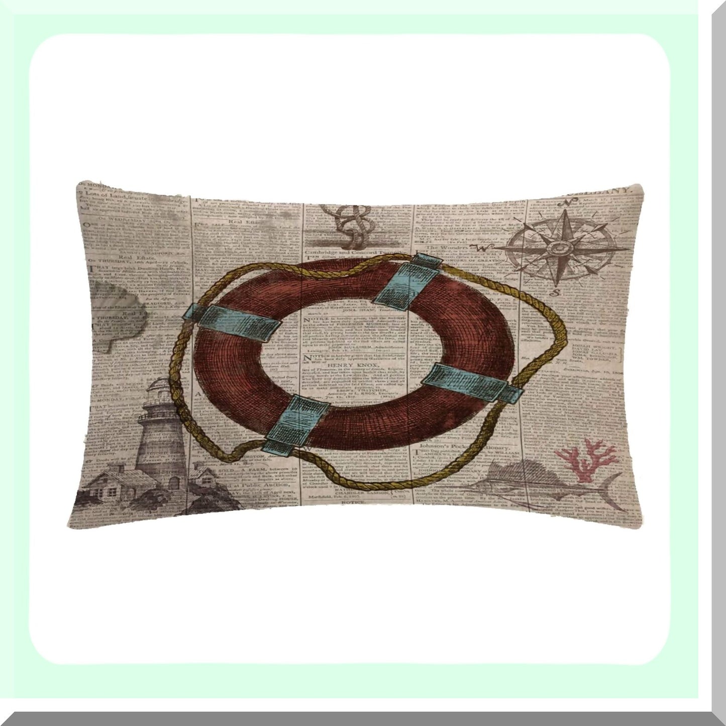Vintage Tower Flower Bicycle Cushion Cover - Rectangular Cotton Linen Decorative Pillow for Couch Sofa Bed Chair - 12"x20" - 2Pack