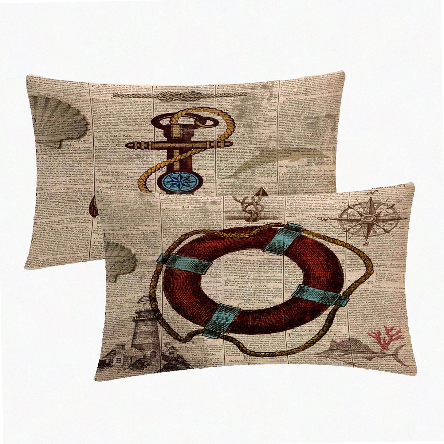 Vintage Tower Flower Bicycle Cushion Cover - Rectangular Cotton Linen Decorative Pillow for Couch Sofa Bed Chair - 12"x20" - 2Pack