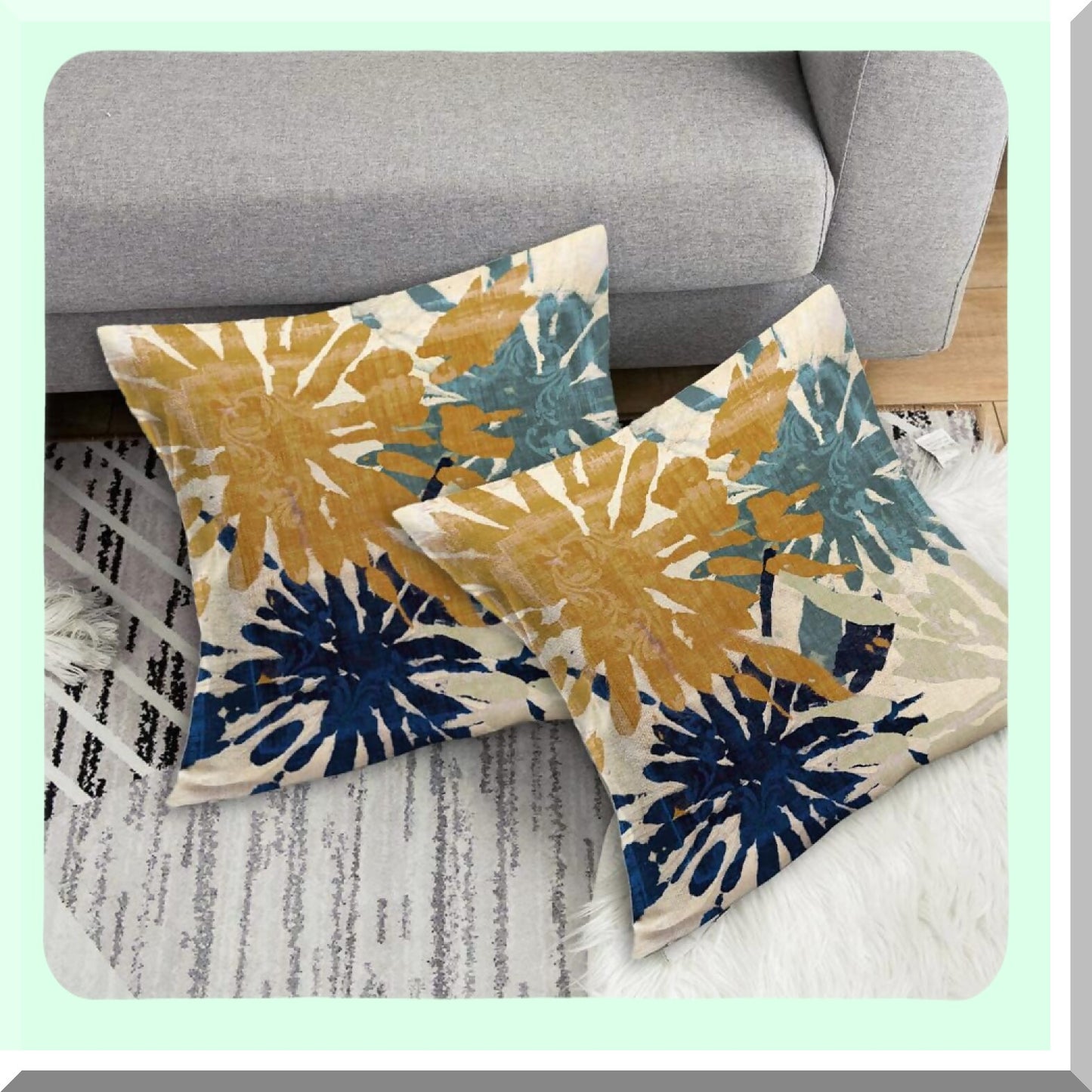 Abstract Geometry Navy Blue Gold Throw Pillow Covers - Set of 2 Teal Pillows Cover for Modern Farmhouse Decor. Rustic Home Decor Pillowcase for Living Room, Bed, Couch, Outdoor Cushion Case.