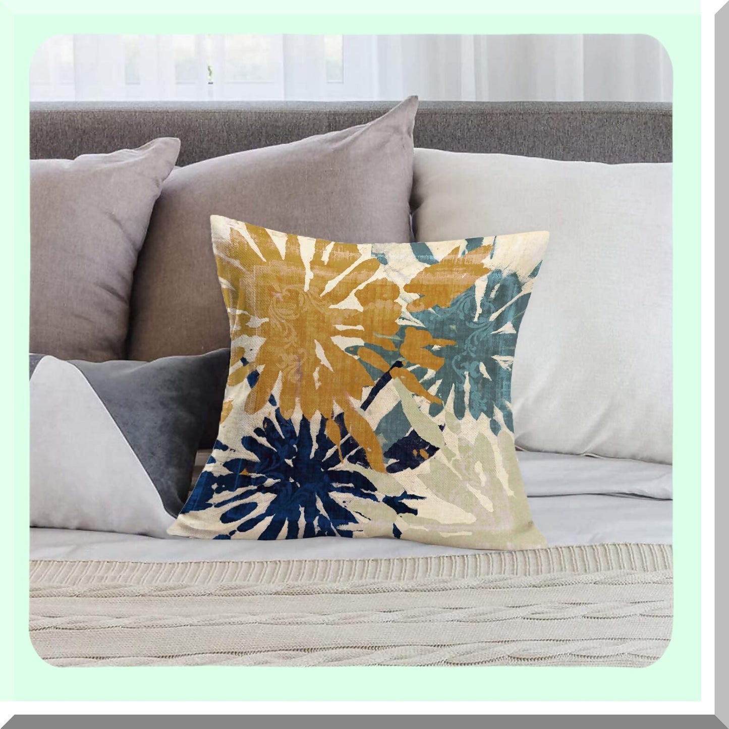 Abstract Geometry Navy Blue Gold Throw Pillow Covers - Set of 2 Teal Pillows Cover for Modern Farmhouse Decor. Rustic Home Decor Pillowcase for Living Room, Bed, Couch, Outdoor Cushion Case.