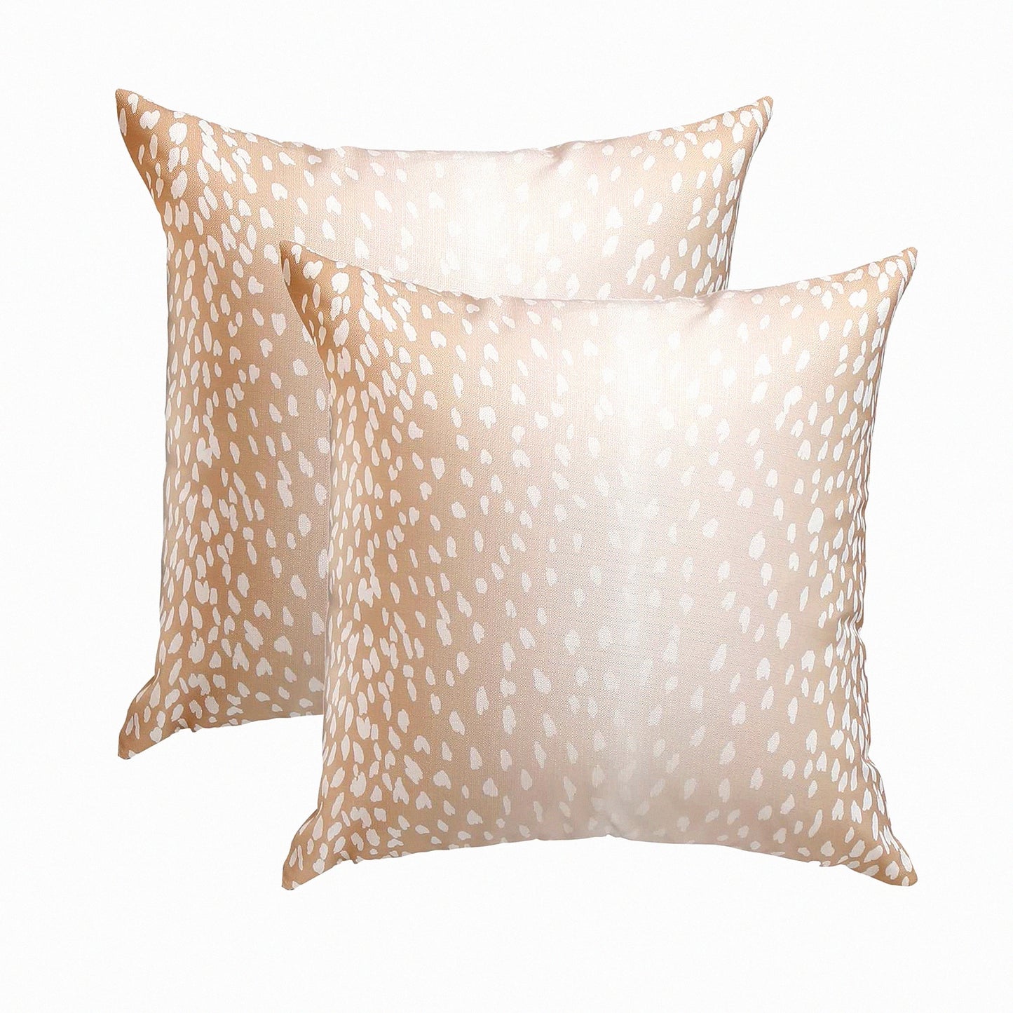 Fawn Linen Antelope Pillow Covers - Set of 2, 20x20 Inch Soft Animal Print Euro Throw Pillow Covers, Neutral Accent Case for Couch Sofa Bedroom Decor