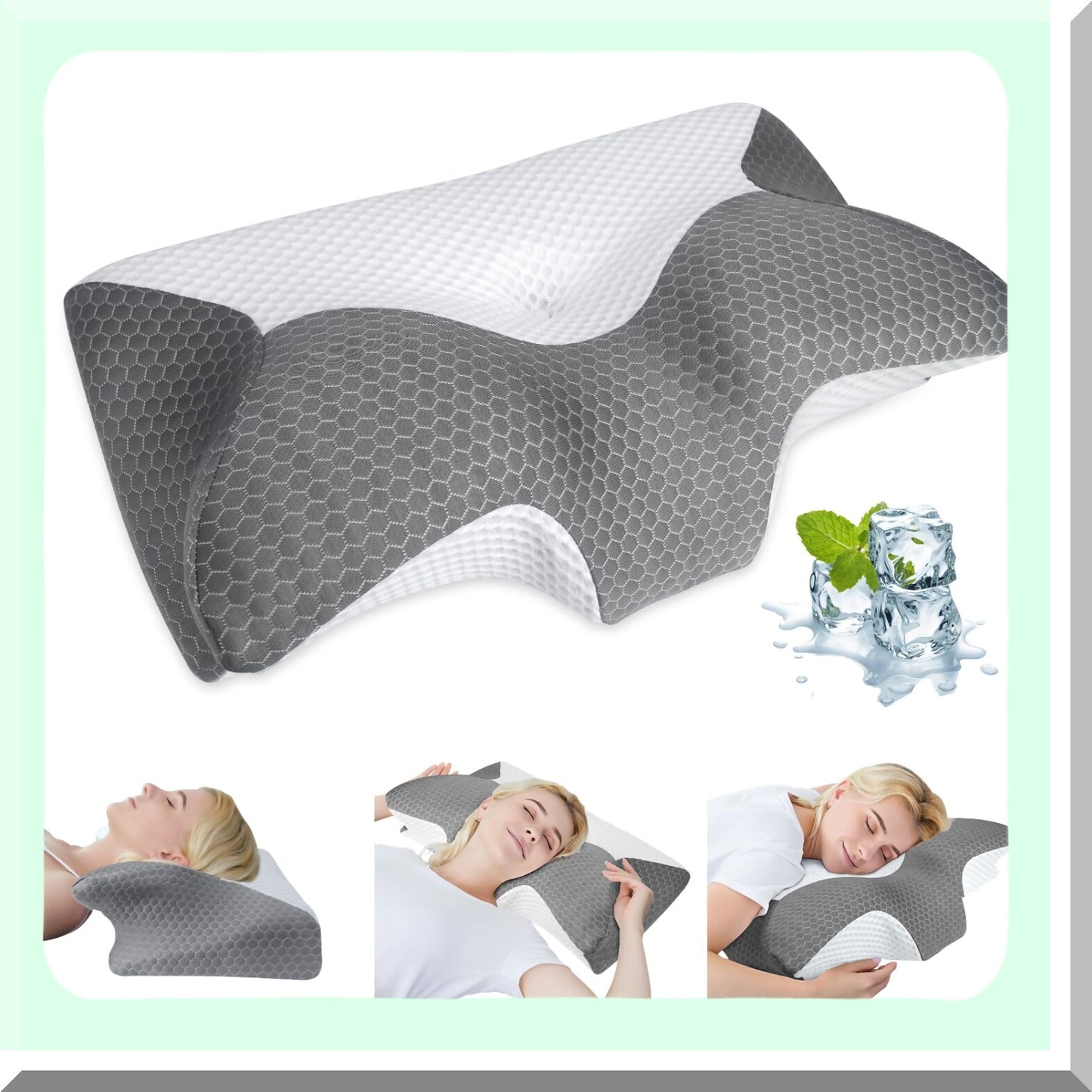 CoolSleep OrthoPillow - Ergonomic Memory Foam Cervical Pillow for Neck and Shoulder Pain Relief with Ice Silk Pillowcase. Ideal for Side, Back, and Stomach Sleepers.