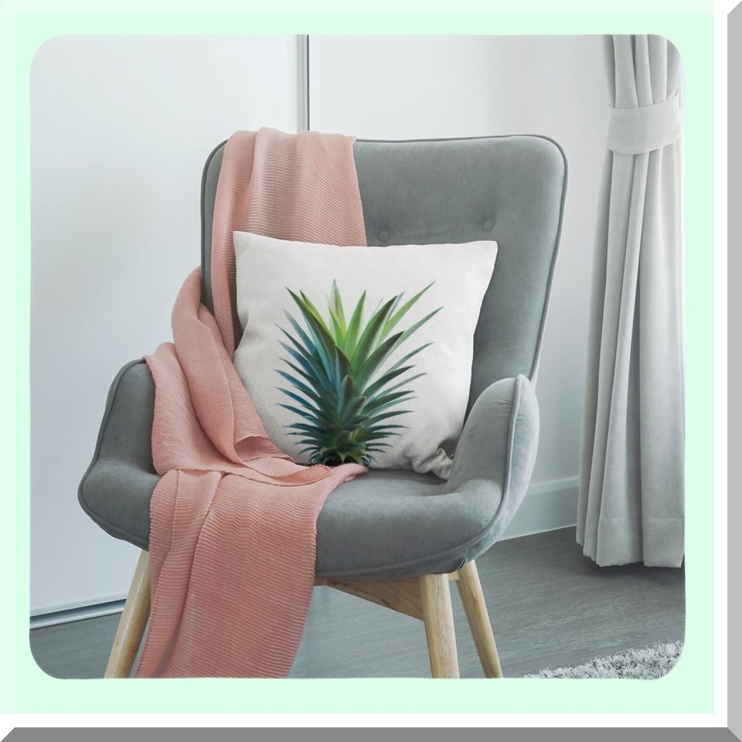 Pineapple Paradise Pillowcase - Tropical Decorative Throw Pillow Cover for Home Sofa Couch, Cotton Linen Square Cushion Case 18x18 inch Green