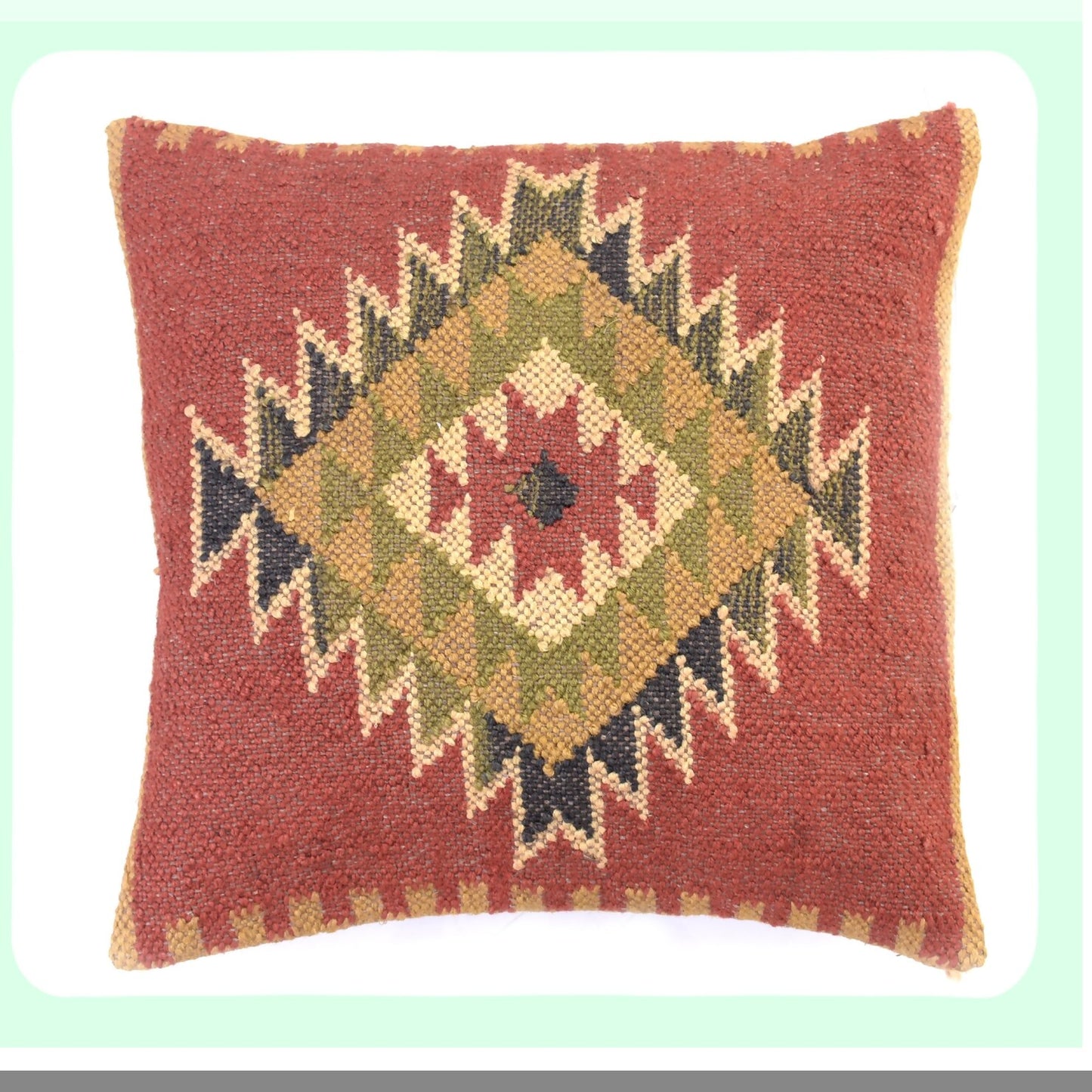 Boho Kilim Cushion Cover Set - 18X18 Pillows & Shams with Ethnic Jute Rug Cases - 4 PCS Boho Shams Collection