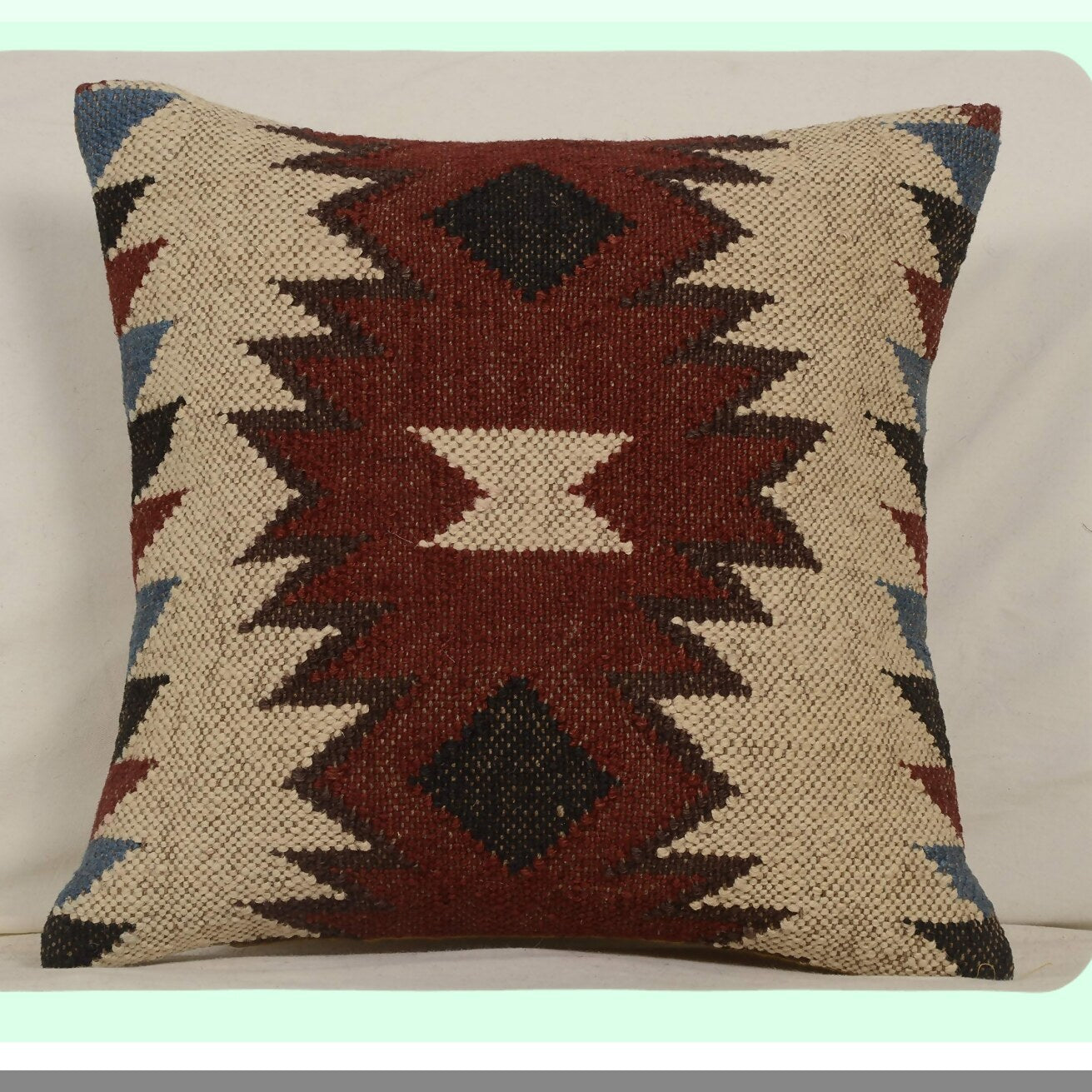 Boho Kilim Cushion Cover Set - 18X18 Pillows & Shams with Ethnic Jute Rug Cases - 4 PCS Boho Shams Collection