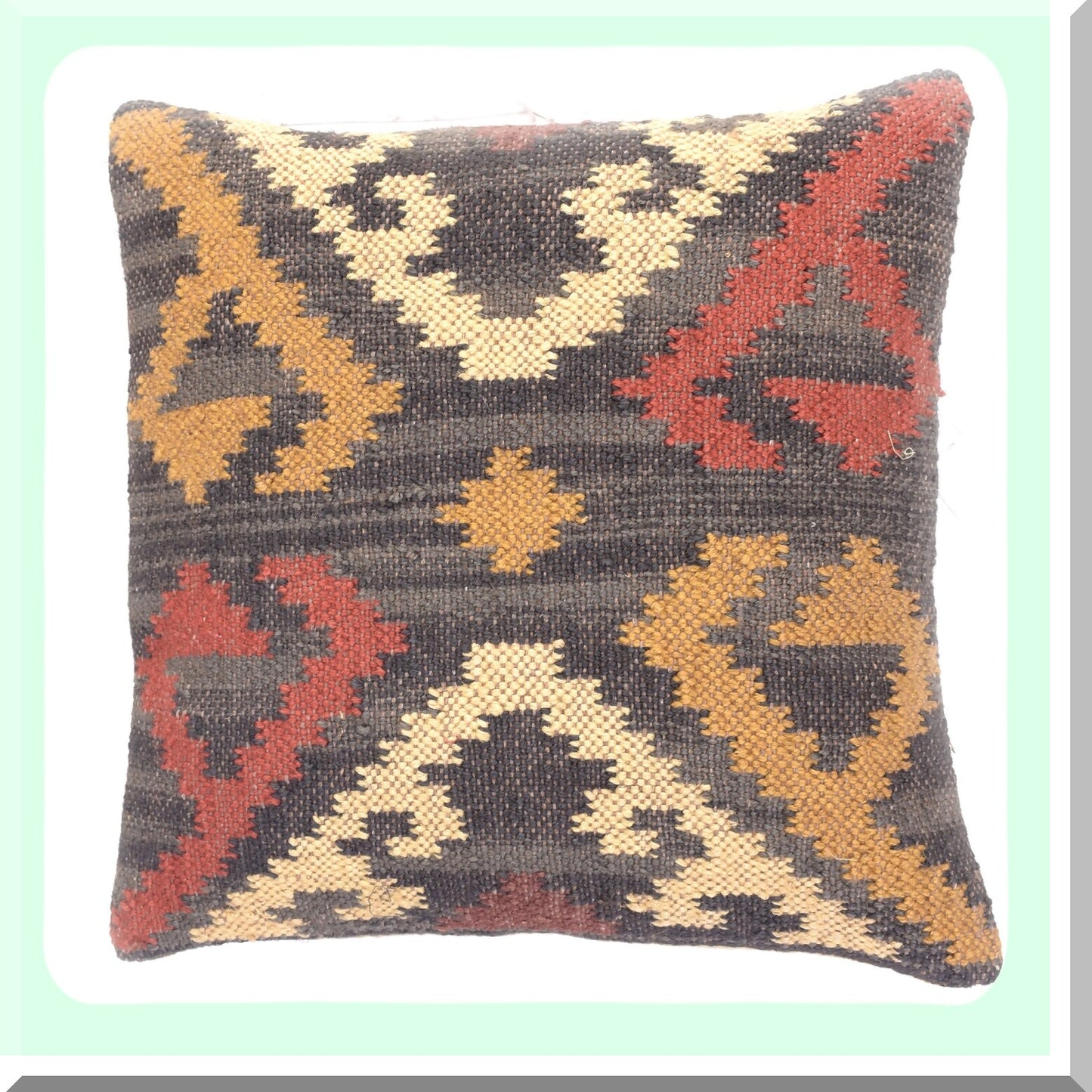 Boho Kilim Cushion Cover Set - 18X18 Pillows & Shams with Ethnic Jute Rug Cases - 4 PCS Boho Shams Collection