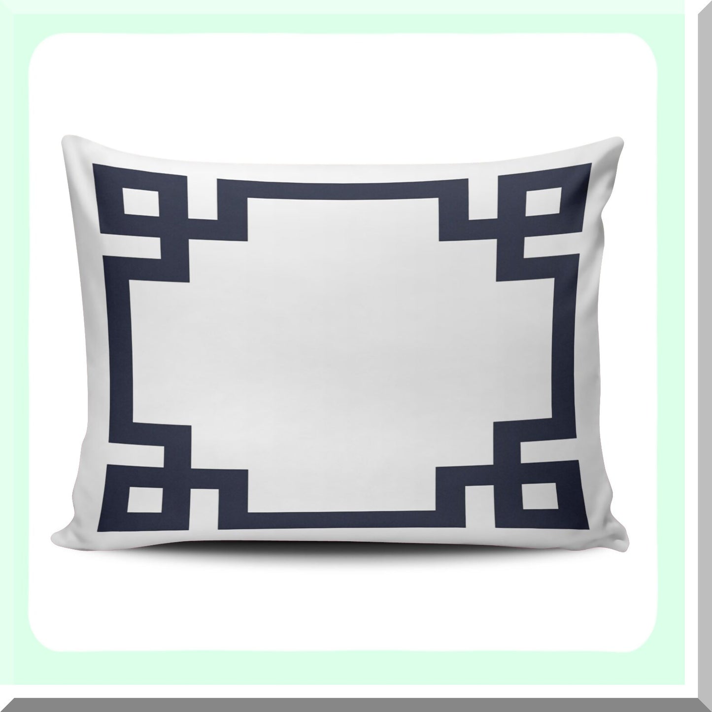 Navy Blue Greek Key Border Decorative Pillowcase - Pretty Cute Throw Pillow Cover 12x16 Inches - Zippered One Side Printed Pillowslip