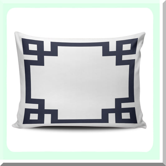 Navy Blue Greek Key Border Decorative Pillowcase - Pretty Cute Throw Pillow Cover 12x16 Inches - Zippered One Side Printed Pillowslip