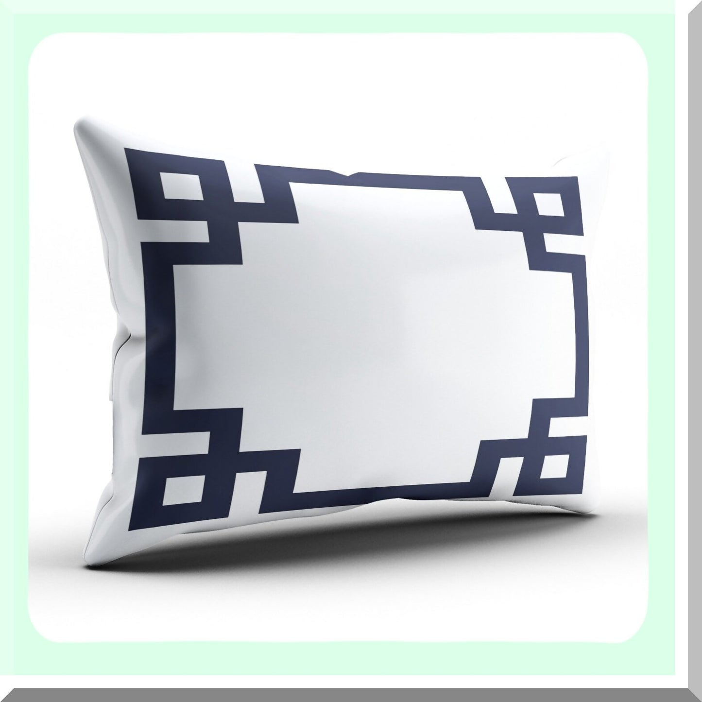 Navy Blue Greek Key Border Decorative Pillowcase - Pretty Cute Throw Pillow Cover 12x16 Inches - Zippered One Side Printed Pillowslip