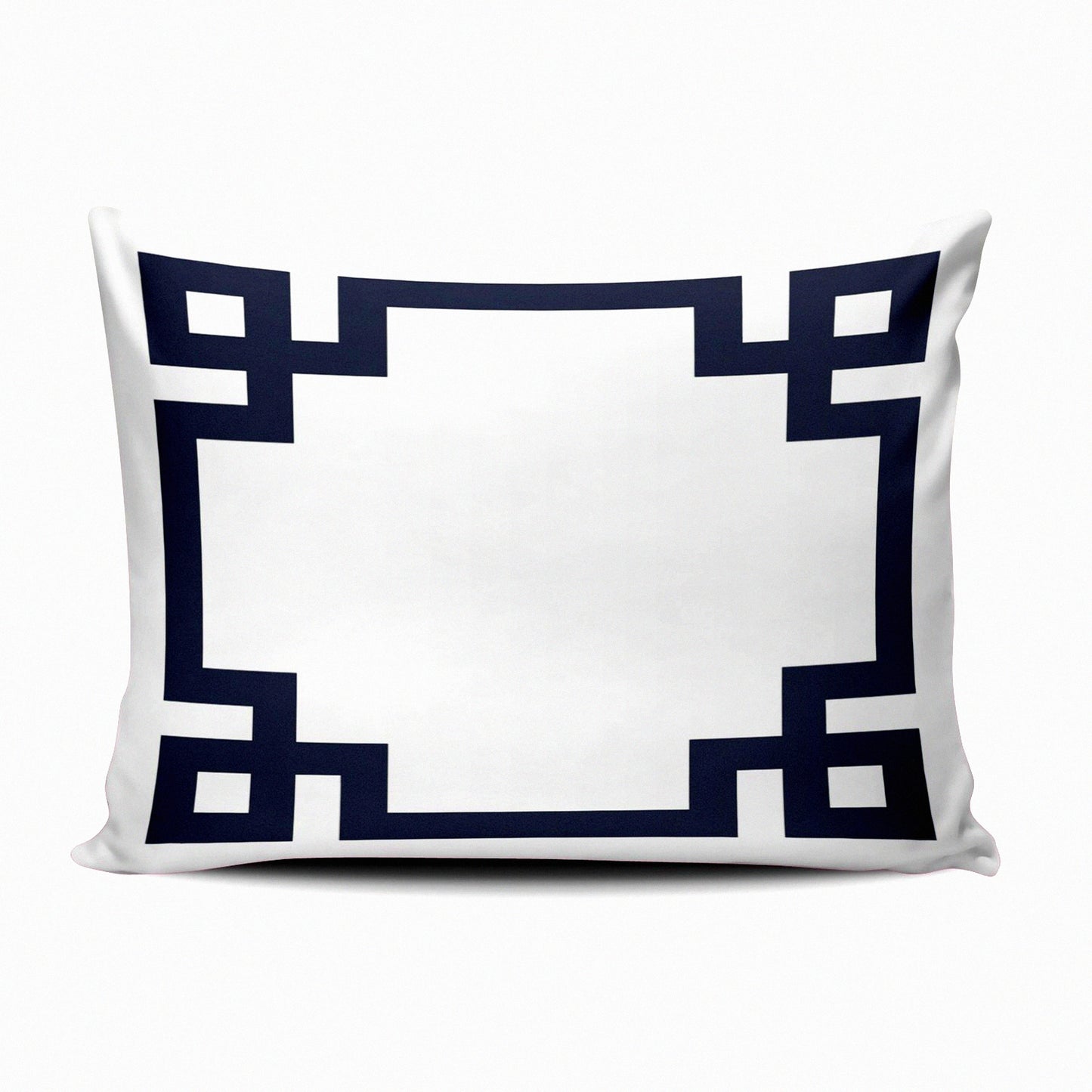 Navy Blue Greek Key Border Decorative Pillowcase - Pretty Cute Throw Pillow Cover 12x16 Inches - Zippered One Side Printed Pillowslip