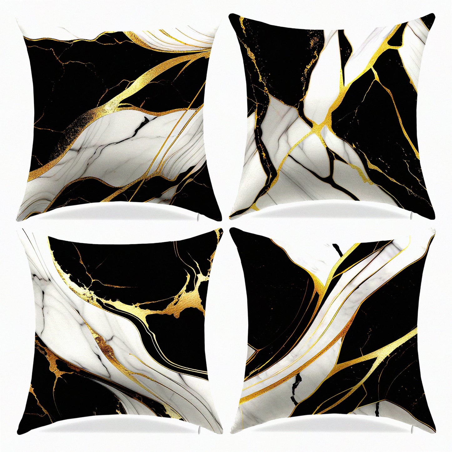 Farmhouse Chic Pillow Cover Set - Black & Grey 18x18 Inch Square Throw Pillowcases for Living Room, Bedroom, Sofa & Car Decor - Set of 4 Soft Cushion Covers