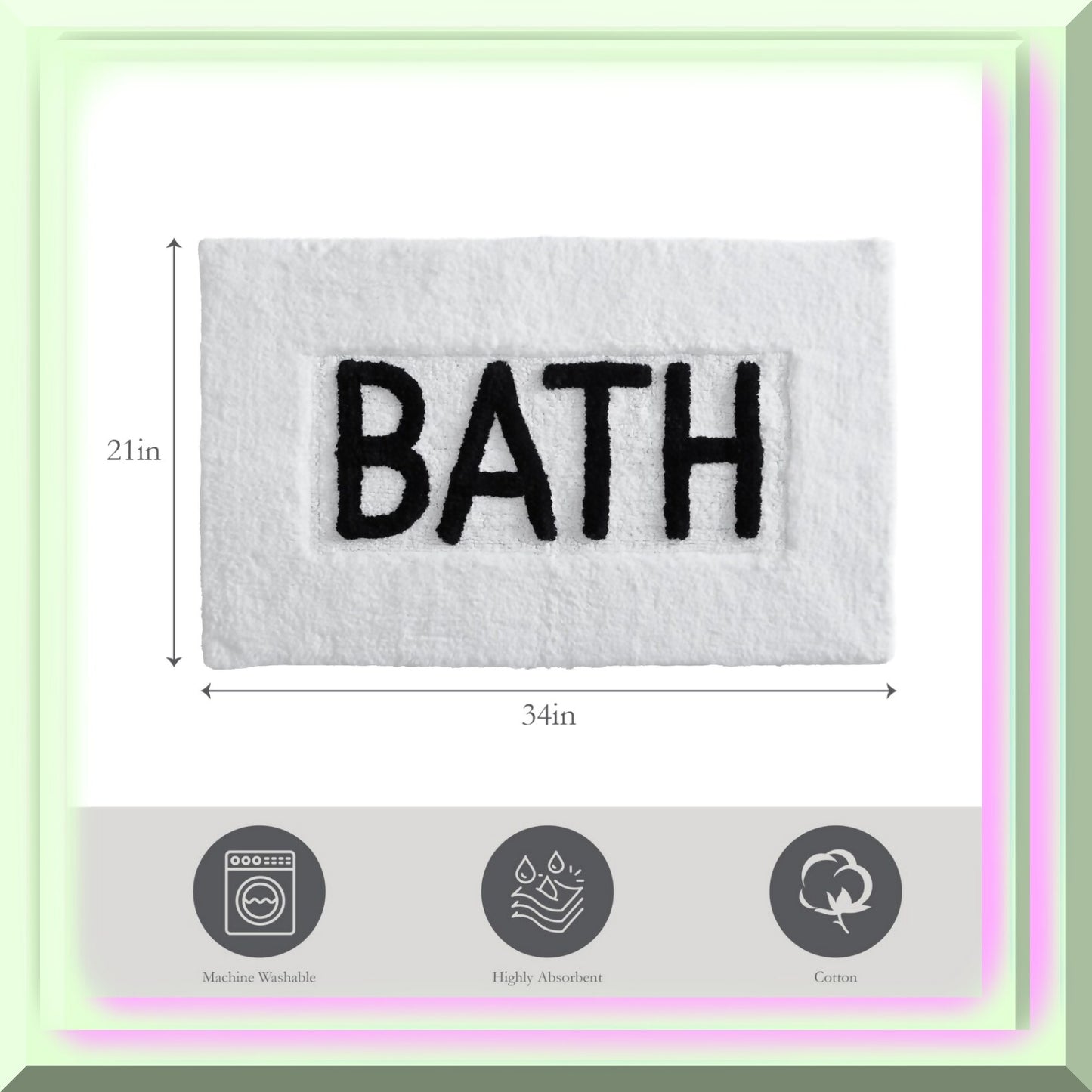 Cotton Bath Rug White 21x34