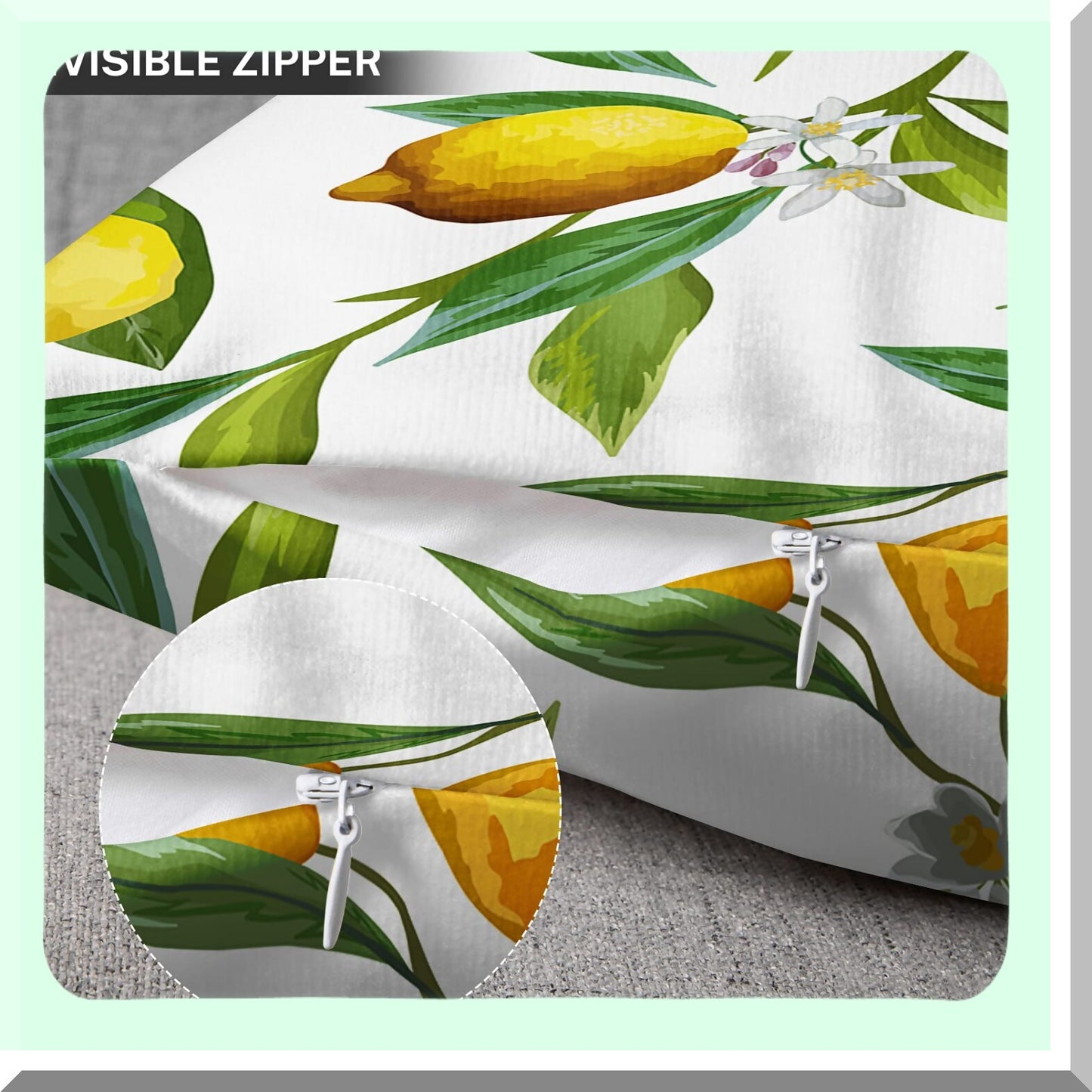 Tropical Oasis Decorative Pillow Covers - Green Jungle Leaf Floral Lemon Flowers Print - 18x18 Inch Cushion Pillowcase for Sofa - Summer Home Decor