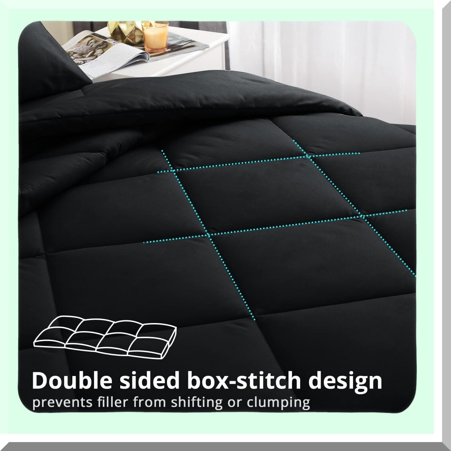 Black Diamond 7-Piece Queen Bedding Set - All Season Comforter, Hypoallergenic Ultra Soft Bedding with Flat Sheet, Fitted Sheet, Pillowcases, and Shams - Bedroom Bed in a Bag