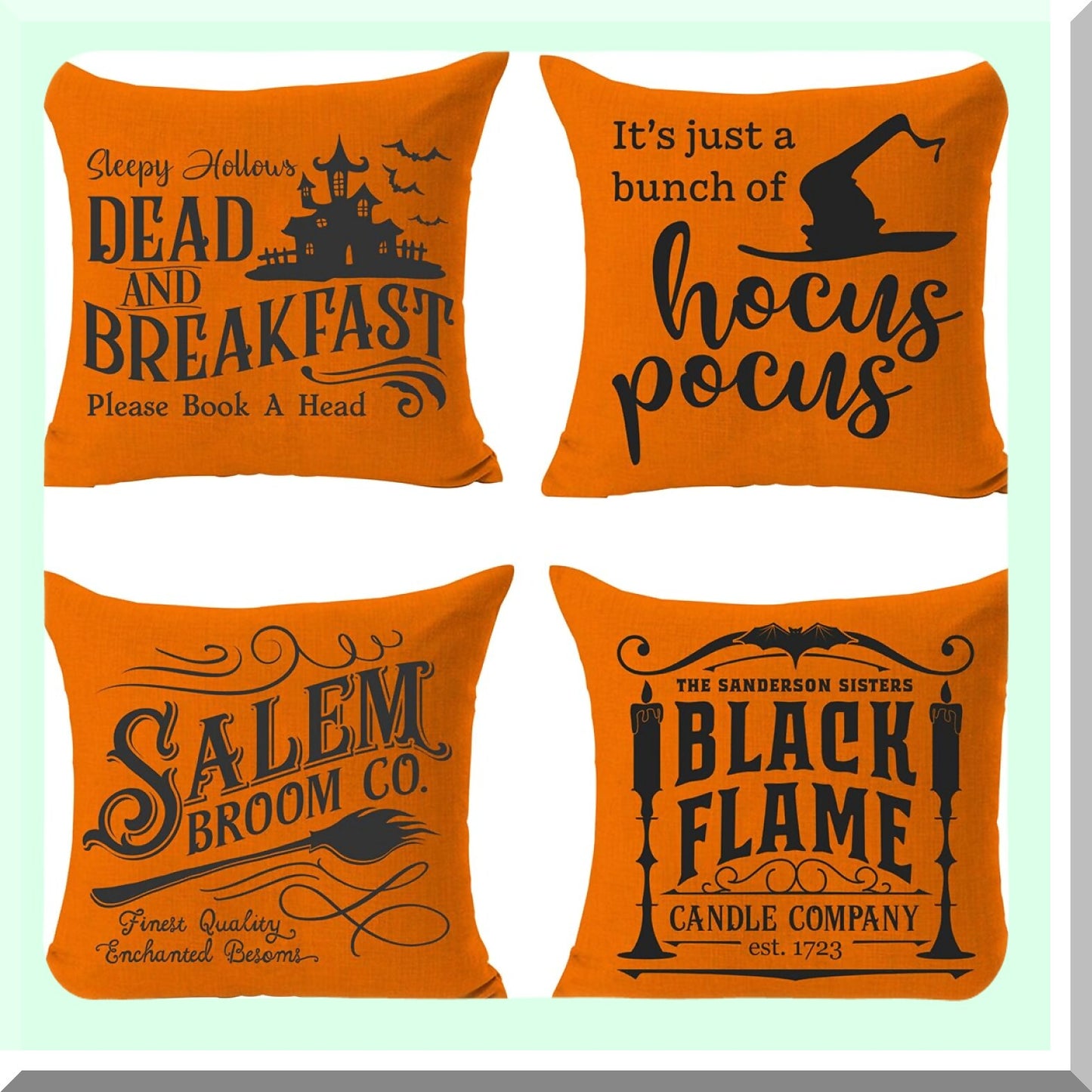 Fall Harvest Hocus Pocus Farmhouse Pillow Covers Set - Decorative Throw Cushion Cases 18x18 Inches for Home Sofa - Autumn Decorations Orange