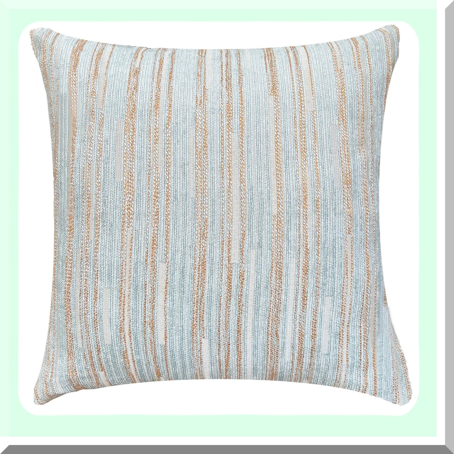 Blue Bohemia Stripe Pillow Cases - Set of 2 Decorative Throw Covers for Couch Cushions. Light Blue Home Decor, 18x18 Inches.