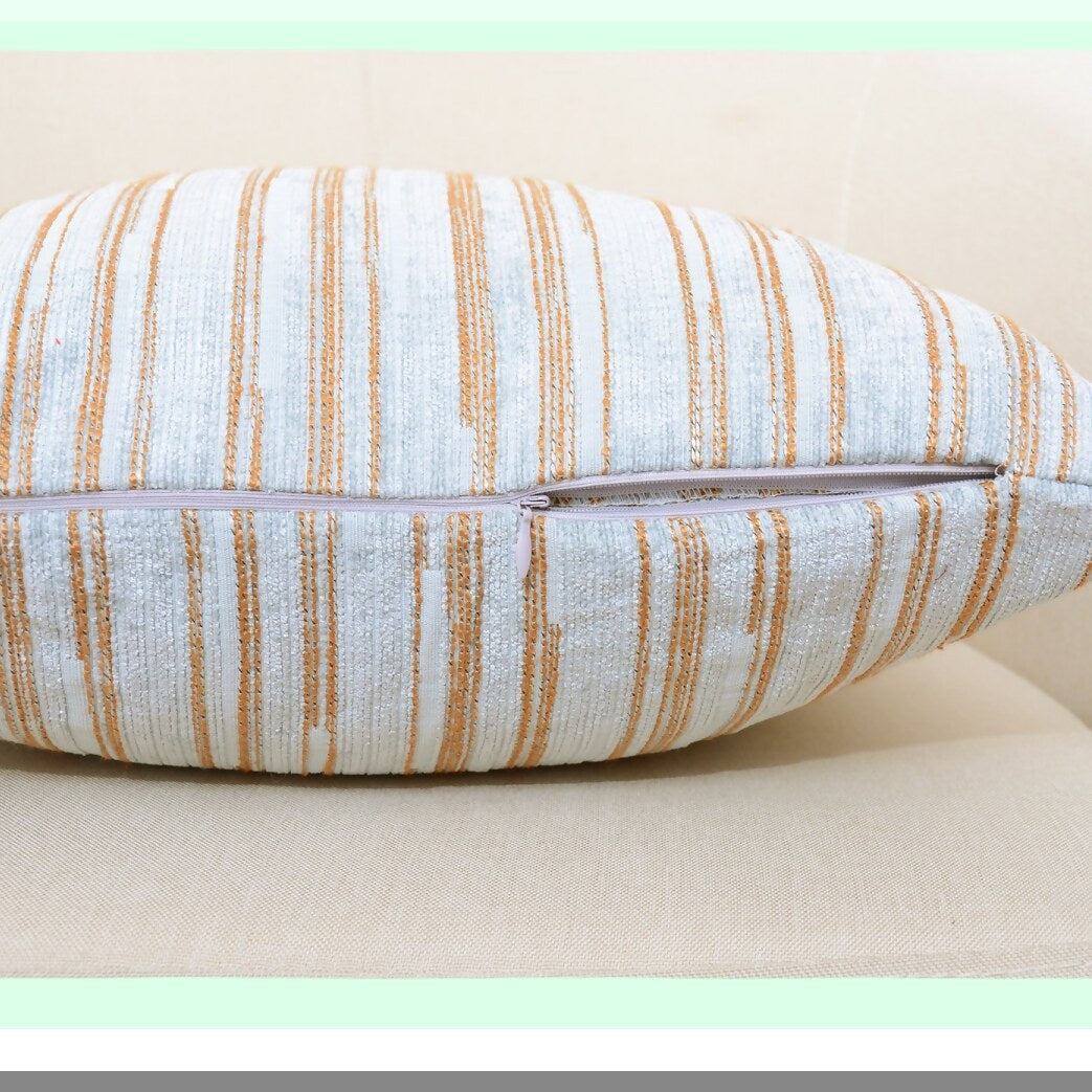 Blue Bohemia Stripe Pillow Cases - Set of 2 Decorative Throw Covers for Couch Cushions. Light Blue Home Decor, 18x18 Inches.