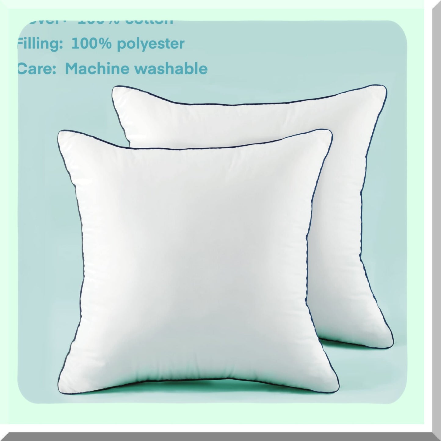 Cotton Comfort 18x18 Pillow Inserts - Set of 2 | Couch, Bed, Sofa, Chair Square Decorative Pillows | Throw Pillows with Cotton Cover