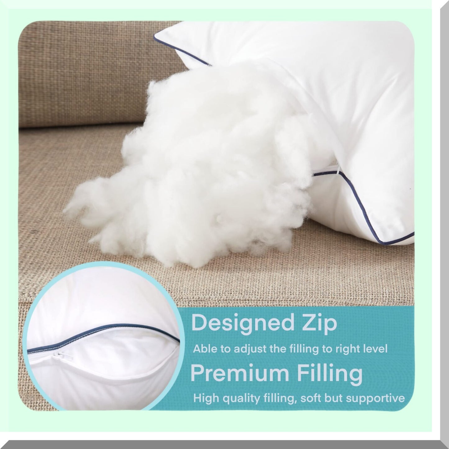 Cotton Comfort 18x18 Pillow Inserts - Set of 2 | Couch, Bed, Sofa, Chair Square Decorative Pillows | Throw Pillows with Cotton Cover