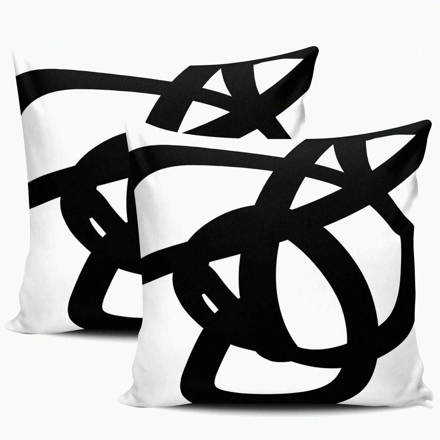 Abstract Art Decor Pillowcase Set - Black White Modern Throw Pillow Covers - European Cushion Cover - 26 x 26 Inches - Home Decor Essentials