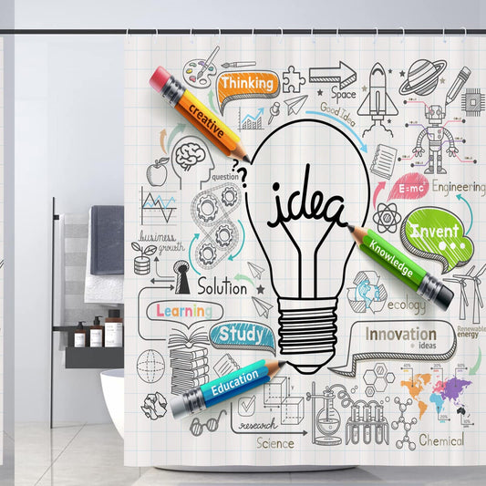 Science Theme Shower Curtain for Kids, 60x72 inches