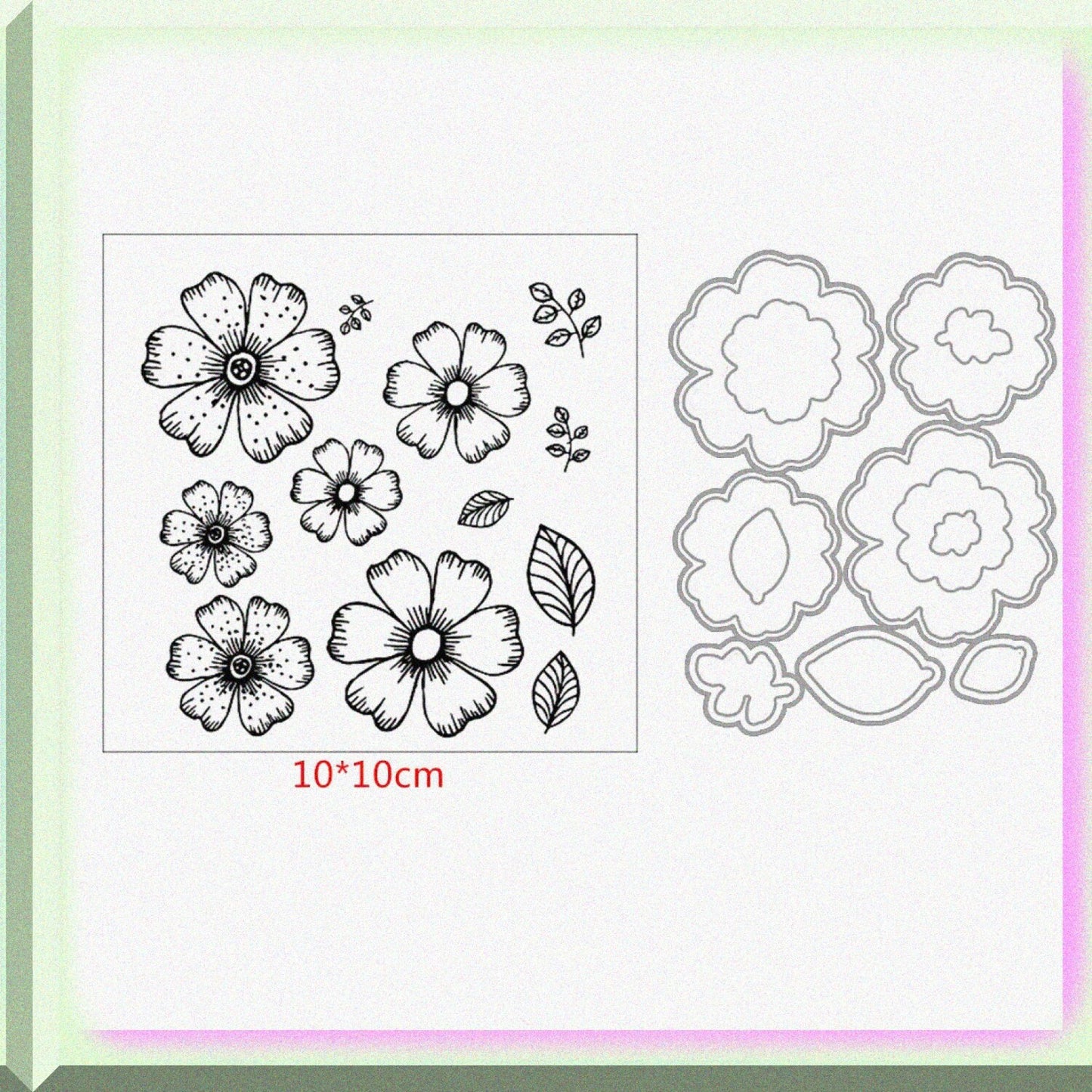 Flowers and Leaves Metal Cutting Dies and Clear Stamps Set