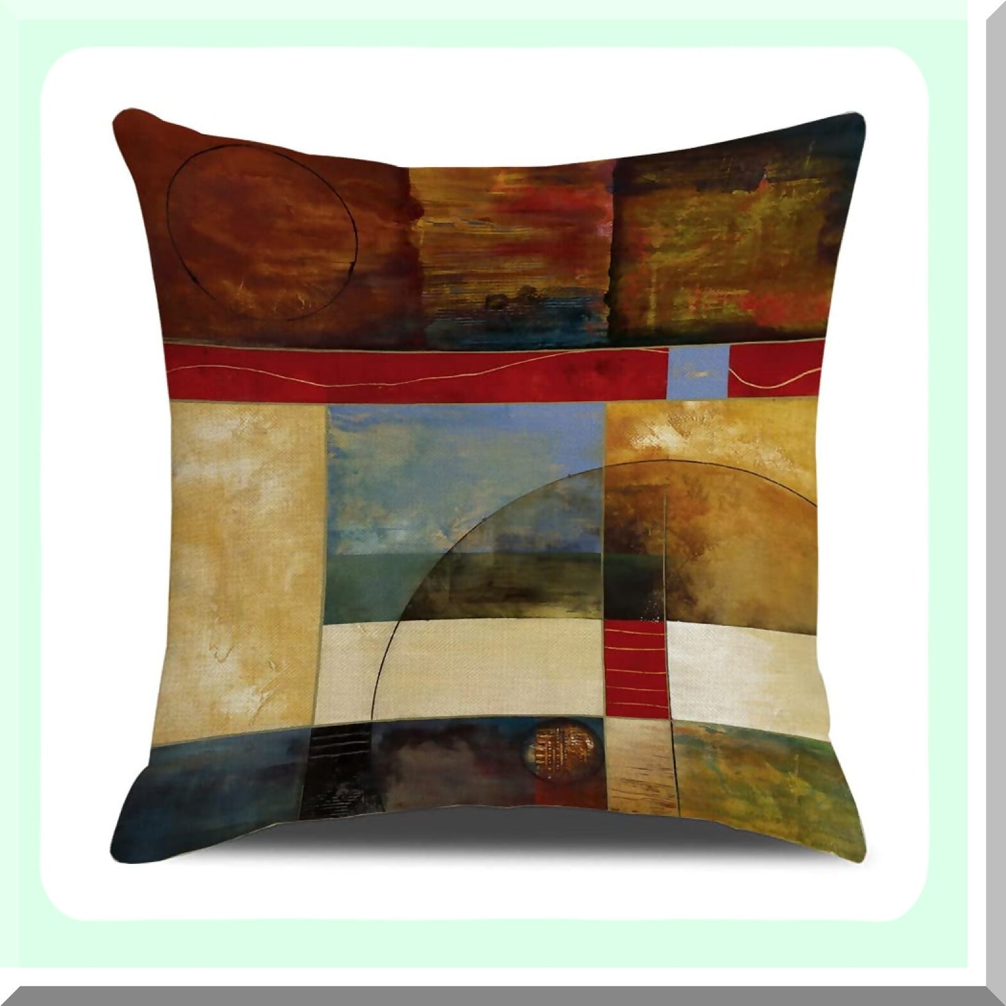 Geometric Bliss Pillow Cover Set - Brown & Teal Blue 18x18 Decorative Throw Pillow Covers for Living Room, Bedroom, Sofa & Outdoor Couch - Modern Abstract Design