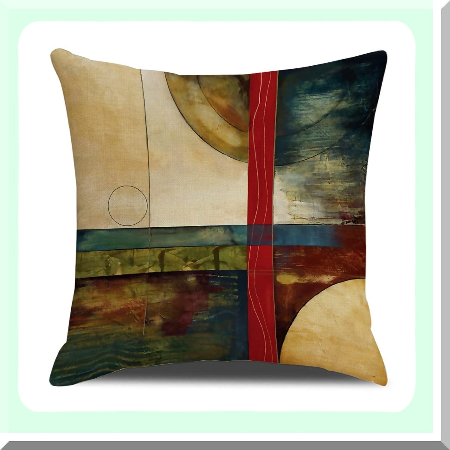 Geometric Bliss Pillow Cover Set - Brown & Teal Blue 18x18 Decorative Throw Pillow Covers for Living Room, Bedroom, Sofa & Outdoor Couch - Modern Abstract Design