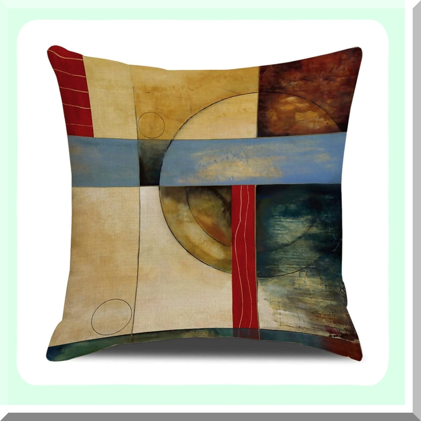 Geometric Bliss Pillow Cover Set - Brown & Teal Blue 18x18 Decorative Throw Pillow Covers for Living Room, Bedroom, Sofa & Outdoor Couch - Modern Abstract Design