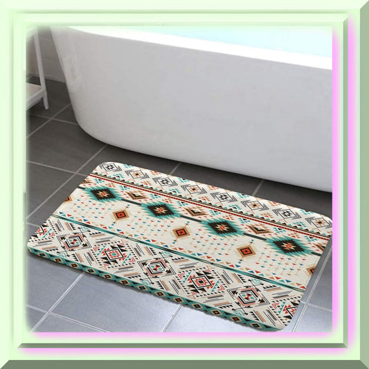 Aztec Tribal Bathroom Rug Non Slip Water Absorbent