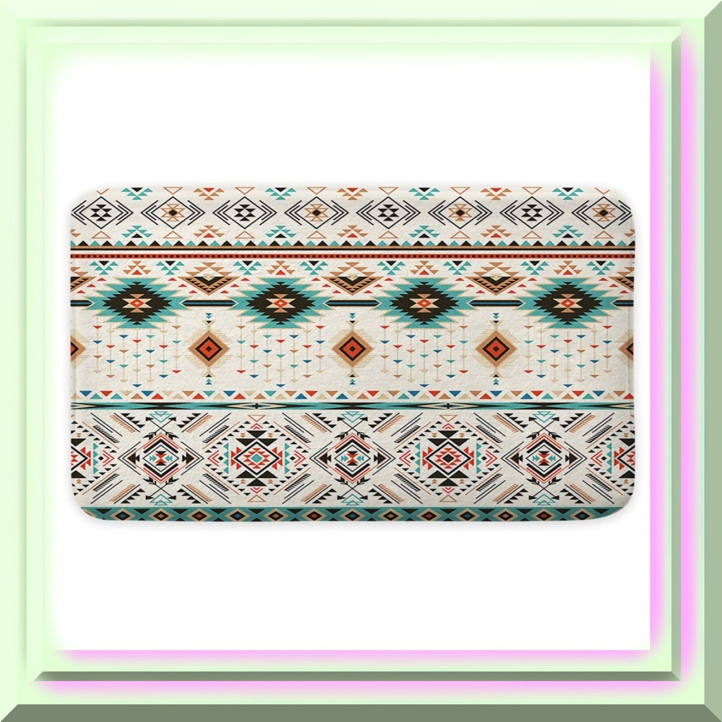 Aztec Tribal Bathroom Rug Non Slip Water Absorbent