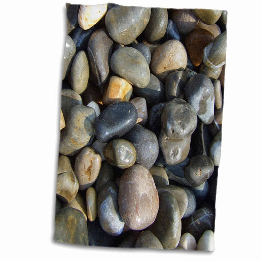 3D Rose Shiny Wet Beach Pebbles Towel 15" x 22"