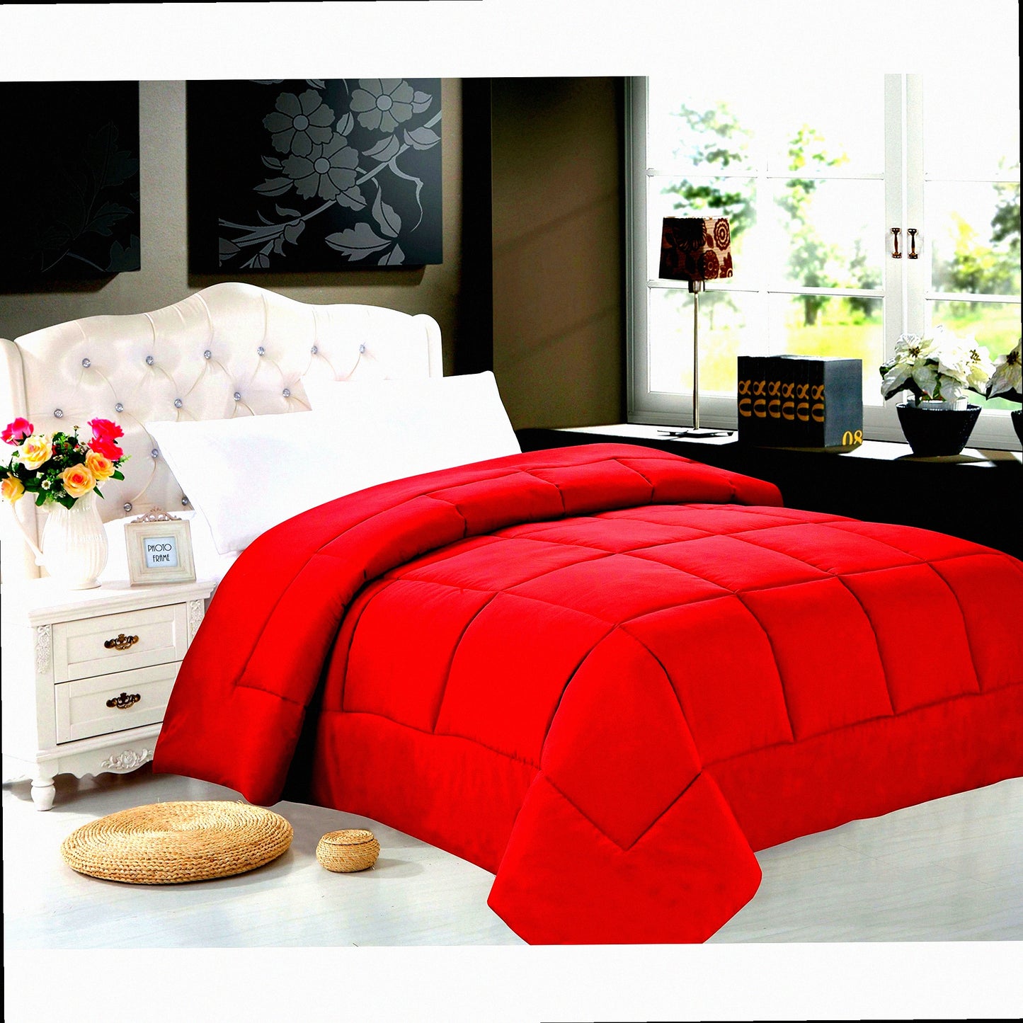 Burgundy Bliss Double Full Comforter - Plush Twin Size Goose Down Alternative Duvet Insert for a Luxurious Night's Sleep