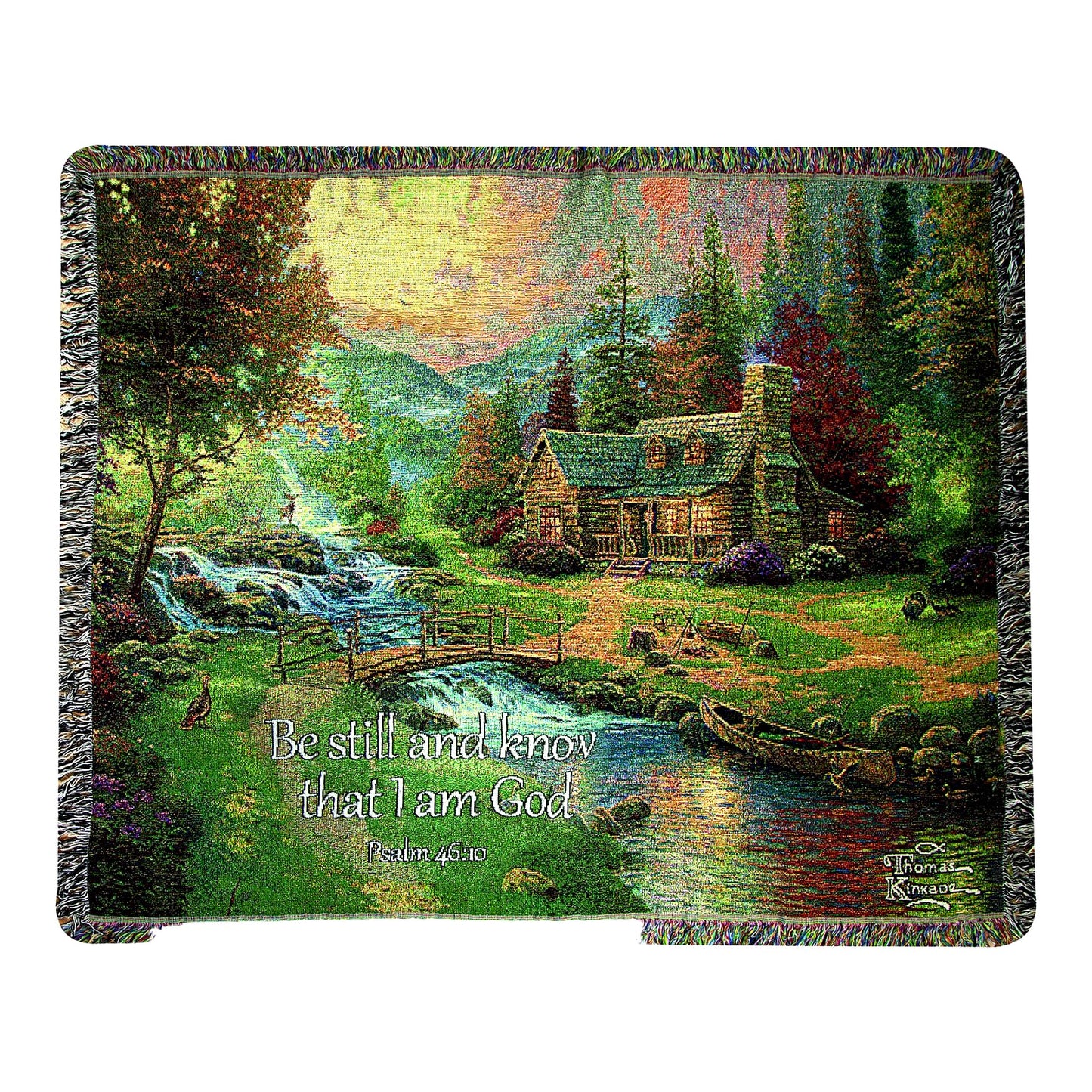 Mountain Serenity Psalm 46:10 Tapestry Throw - 50x60 Inch Woodworkers Weavers Blanket