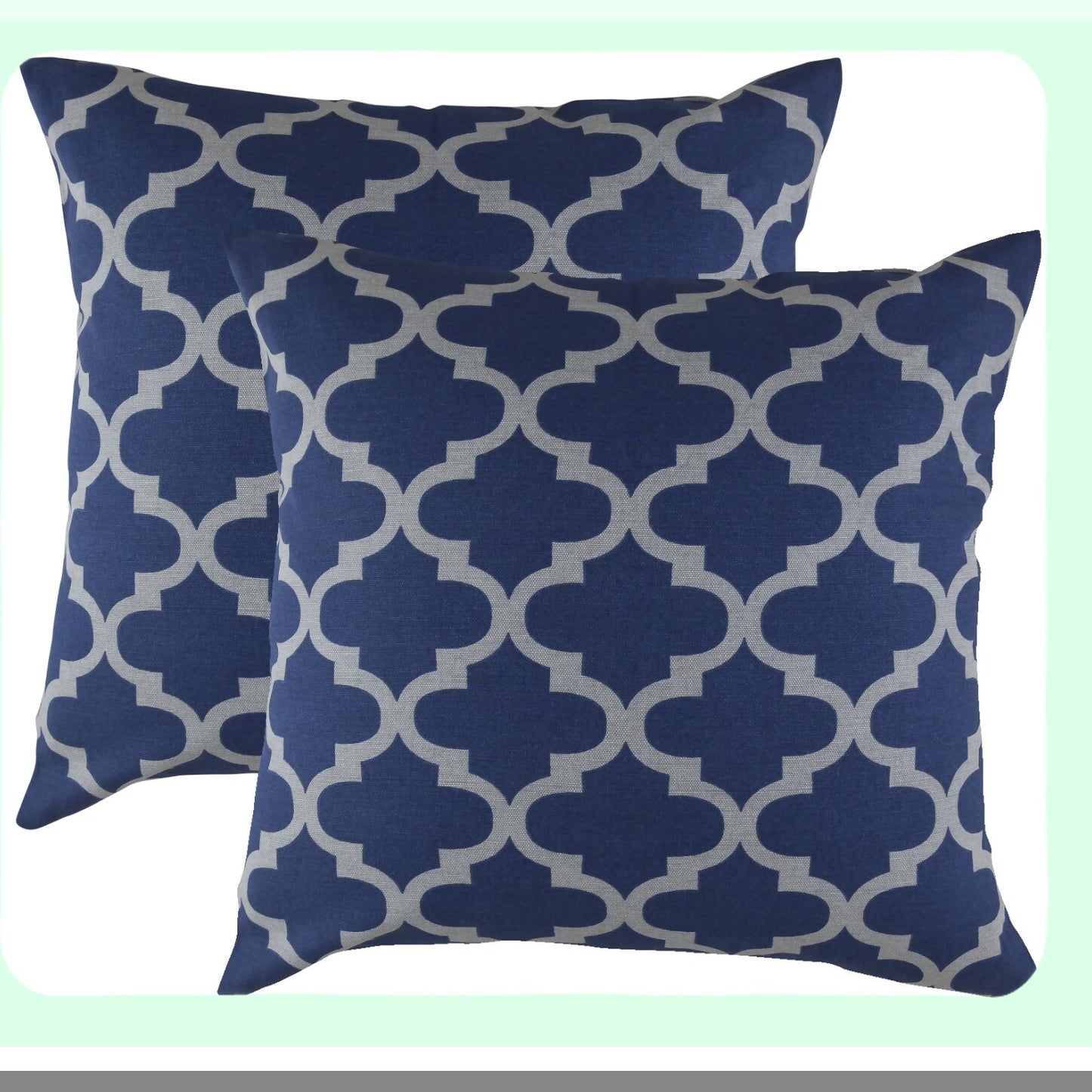 Navy Gray Trellis Cotton Throw Pillow Covers - Set of 2, Decorative Accent Cushion Cases 18x18 Inches - Modern Farmhouse Home Decor Accessories