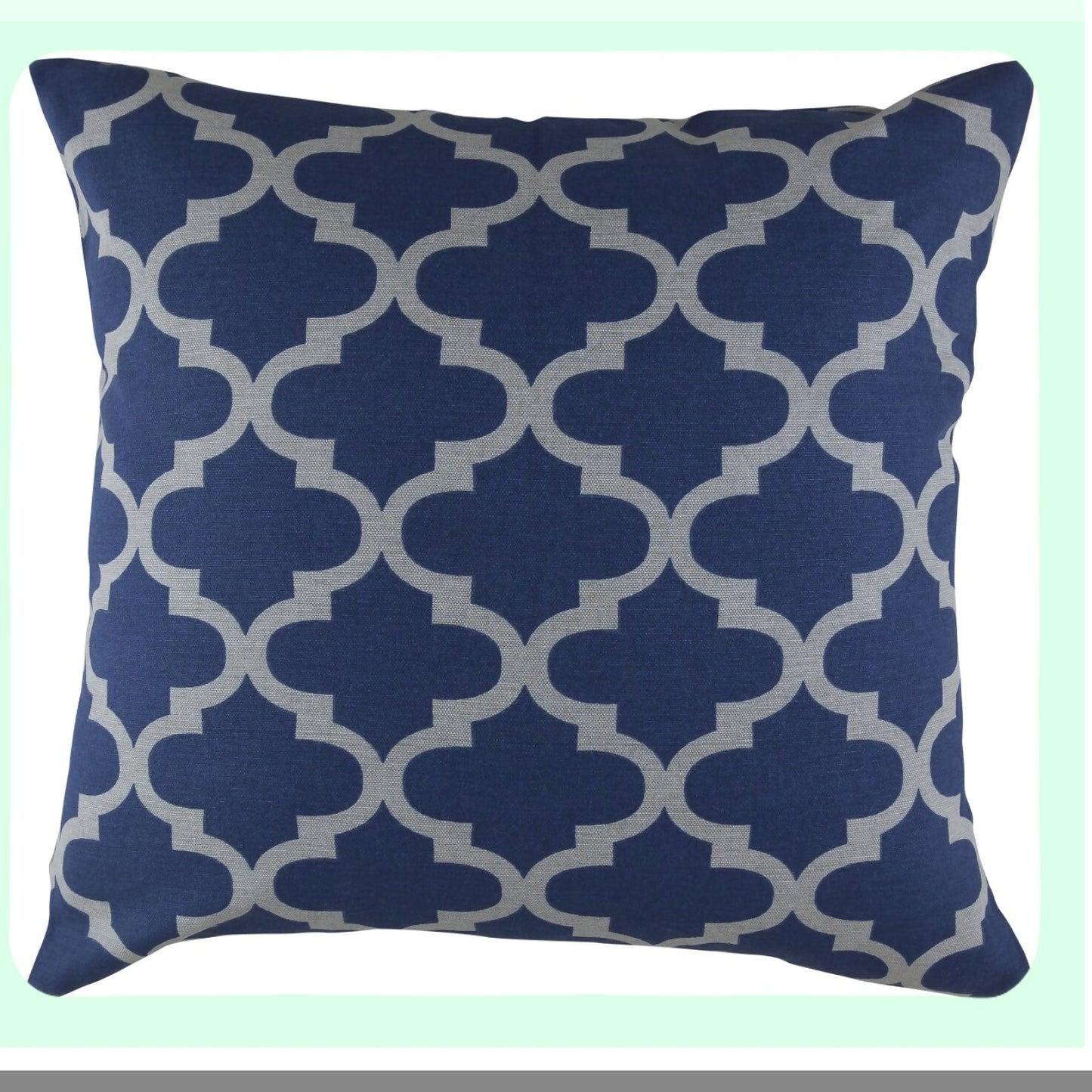 Navy Gray Trellis Cotton Throw Pillow Covers - Set of 2, Decorative Accent Cushion Cases 18x18 Inches - Modern Farmhouse Home Decor Accessories