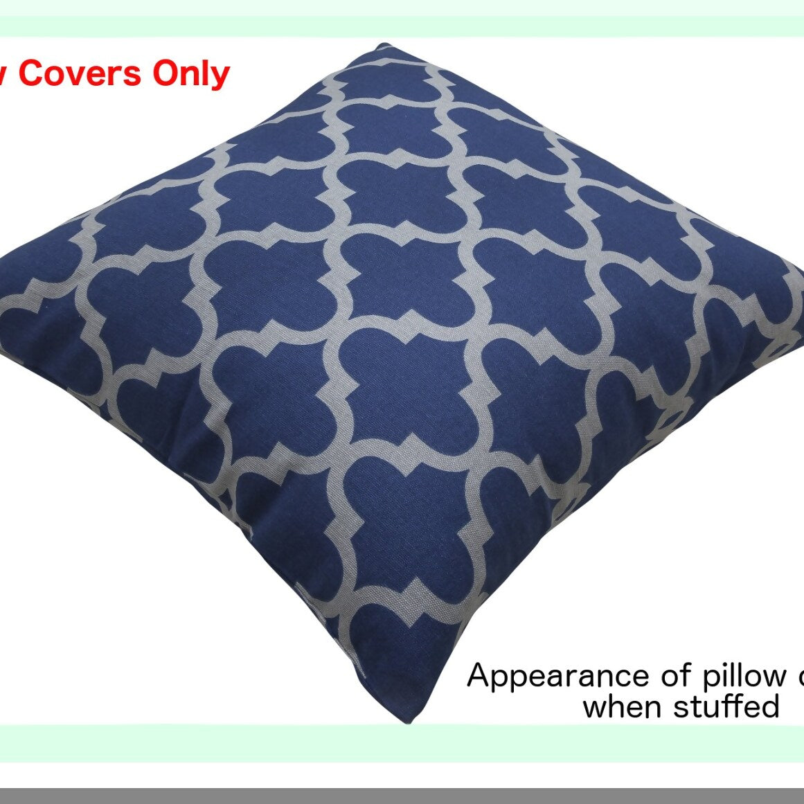 Navy Gray Trellis Cotton Throw Pillow Covers - Set of 2, Decorative Accent Cushion Cases 18x18 Inches - Modern Farmhouse Home Decor Accessories