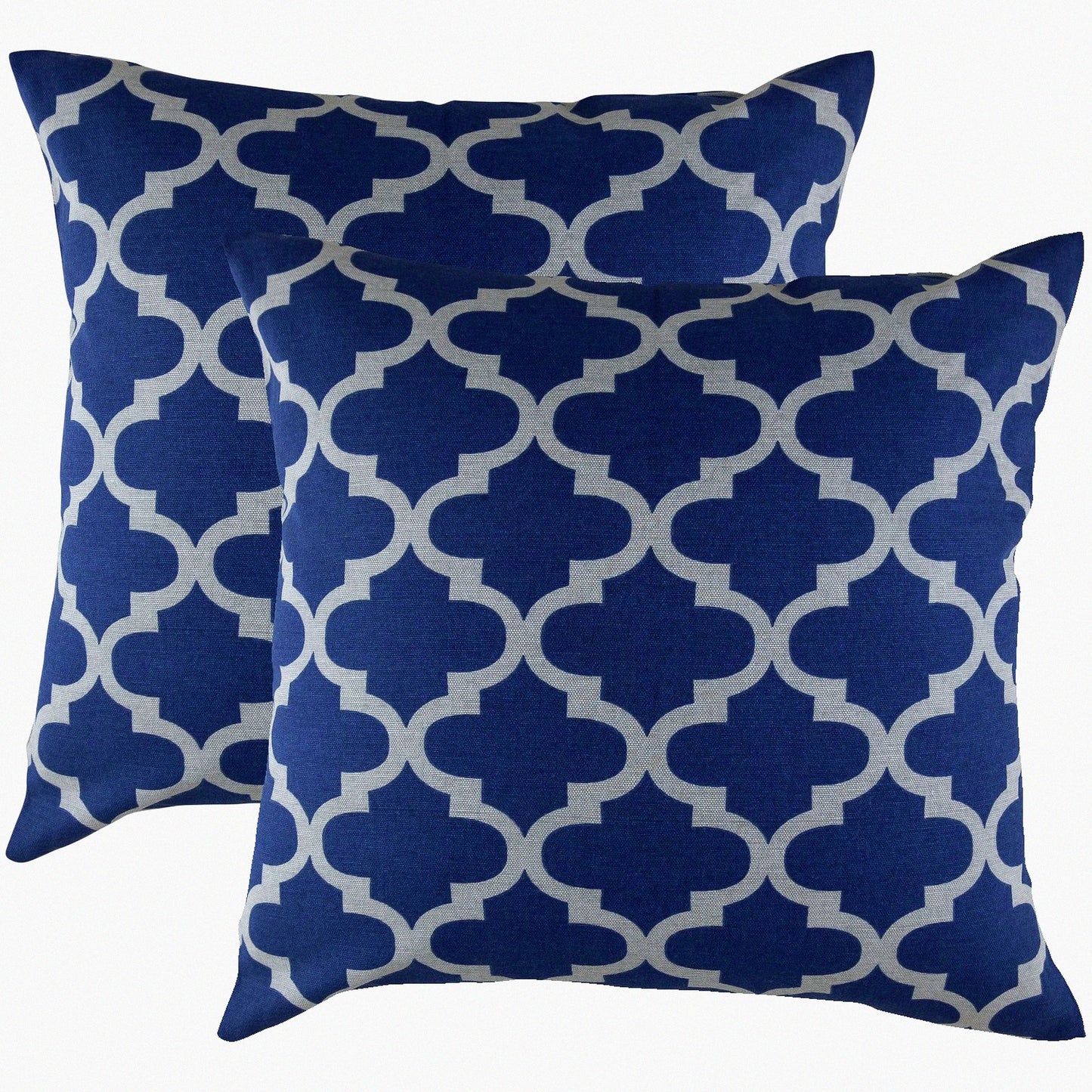 Navy Gray Trellis Cotton Throw Pillow Covers - Set of 2, Decorative Accent Cushion Cases 18x18 Inches - Modern Farmhouse Home Decor Accessories