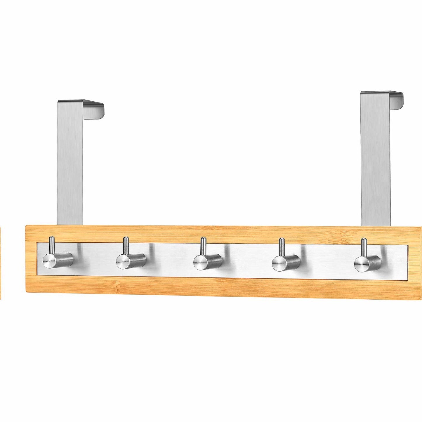 Bamboo Stainless Steel Over-The-Door Towel Hooks 5 Hooks