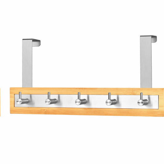 Bamboo Stainless Steel Over-The-Door Towel Hooks 5 Hooks