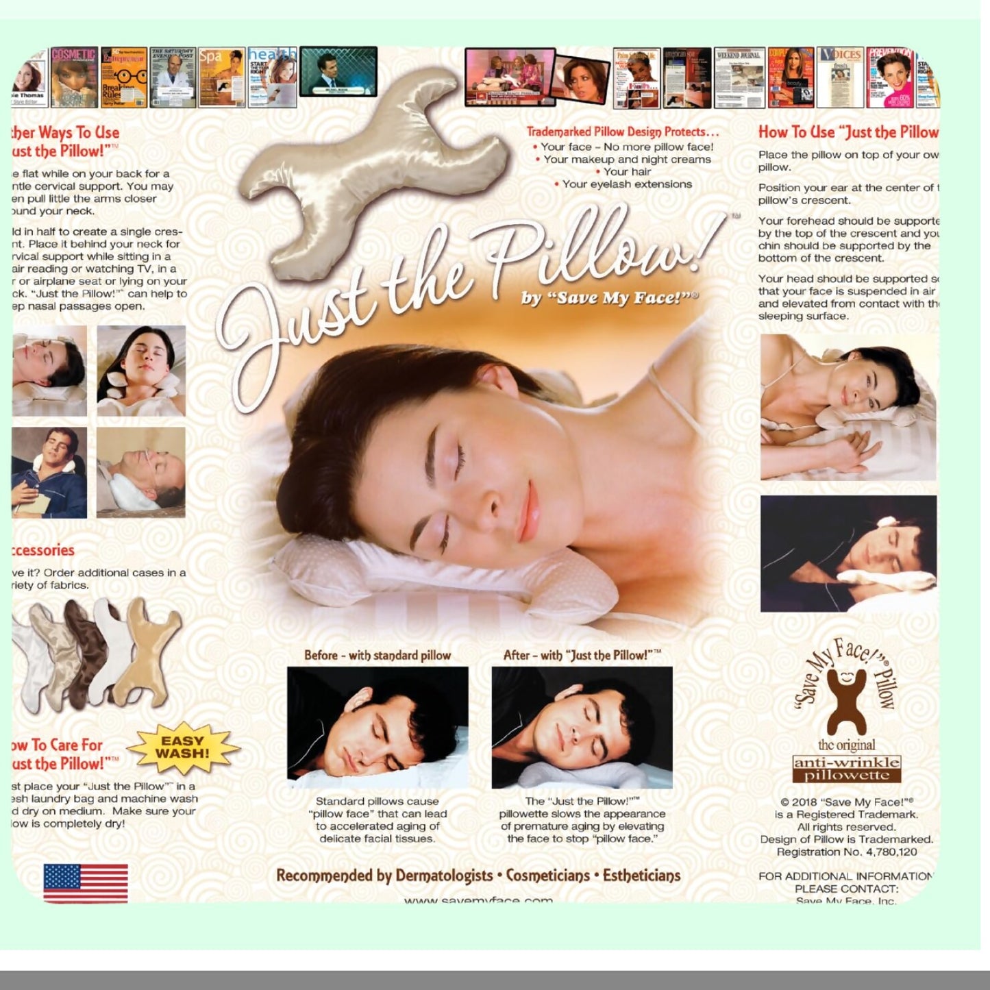 Champagne Dream Pillow - Petite Size for Face Saving Beauty Sleep - Soft and Luxurious Just The Pillow - Wake Up Refreshed and Rejuvenated