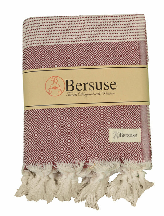 100% Cotton Hierapolis XL Throw Blanket 60x95 Inches Burgundy