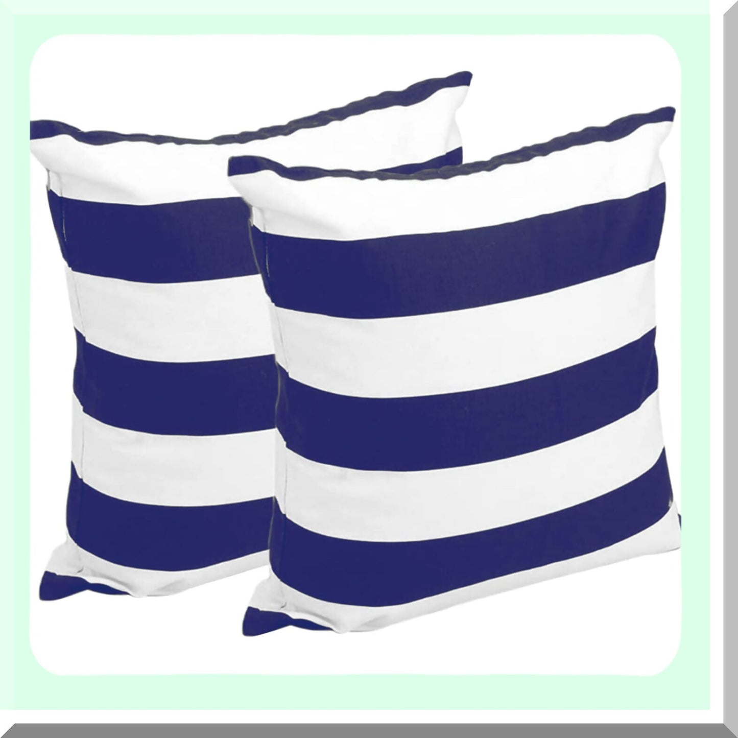 Navy Blue Stripe Velvet Pillow Covers - Set of 2 18x18 Decorative Throw Pillow Cases for Couch Sofa Bed, Square Home Decor Gift - White Stripe Pattern
