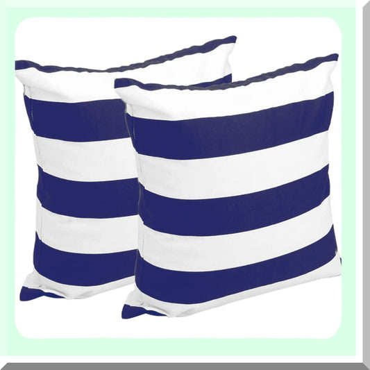 Navy Blue Stripe Velvet Pillow Covers - Set of 2 18x18 Decorative Throw Pillow Cases for Couch Sofa Bed, Square Home Decor Gift - White Stripe Pattern