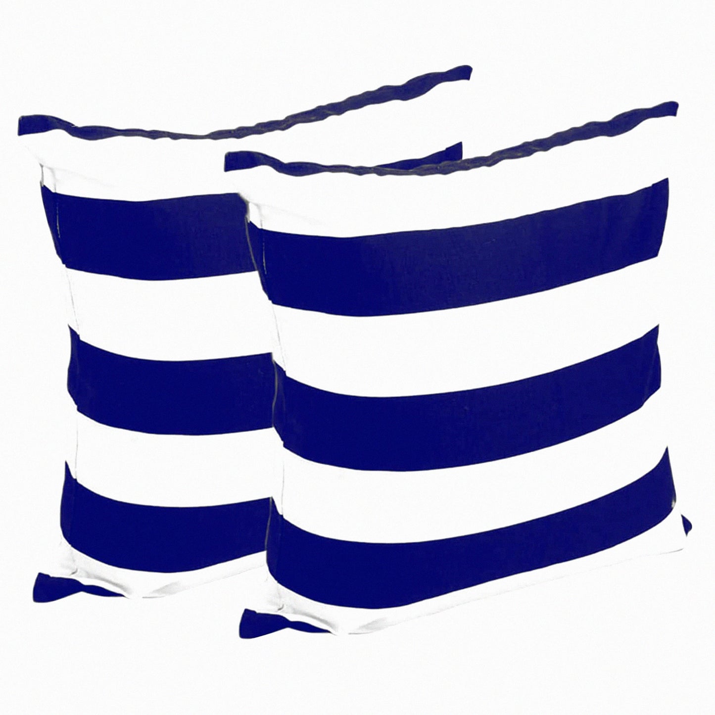 Navy Blue Stripe Velvet Pillow Covers - Set of 2 18x18 Decorative Throw Pillow Cases for Couch Sofa Bed, Square Home Decor Gift - White Stripe Pattern