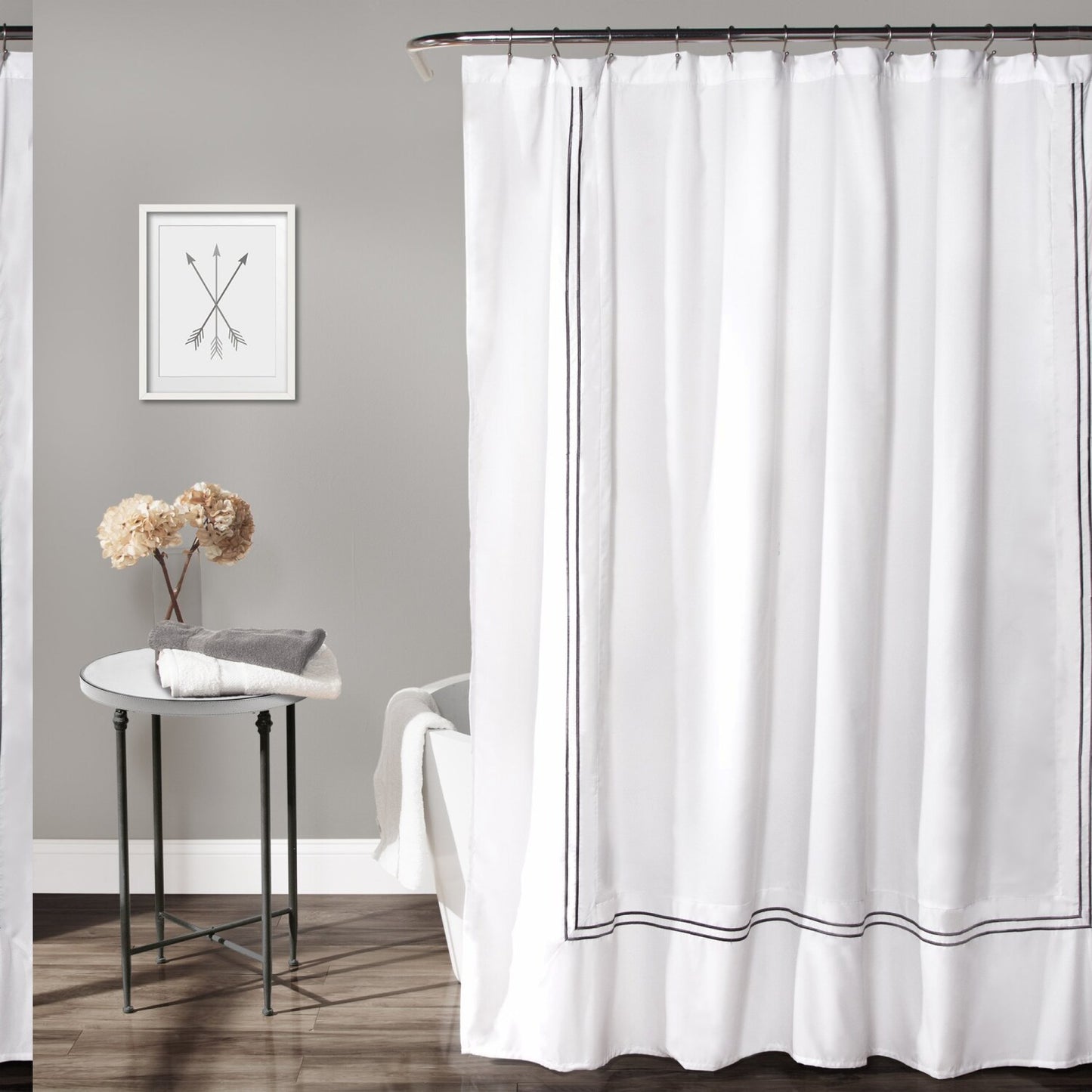 Fabric Shower Curtain 72x72 White Gray