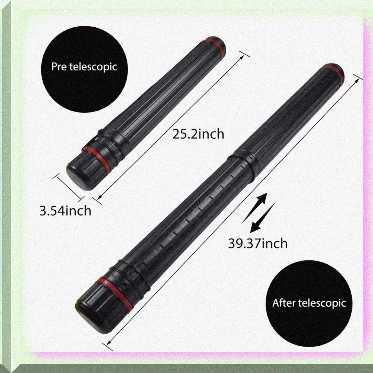 Drawing Tube Blueprint Case 24-40 Inches Black Plastic