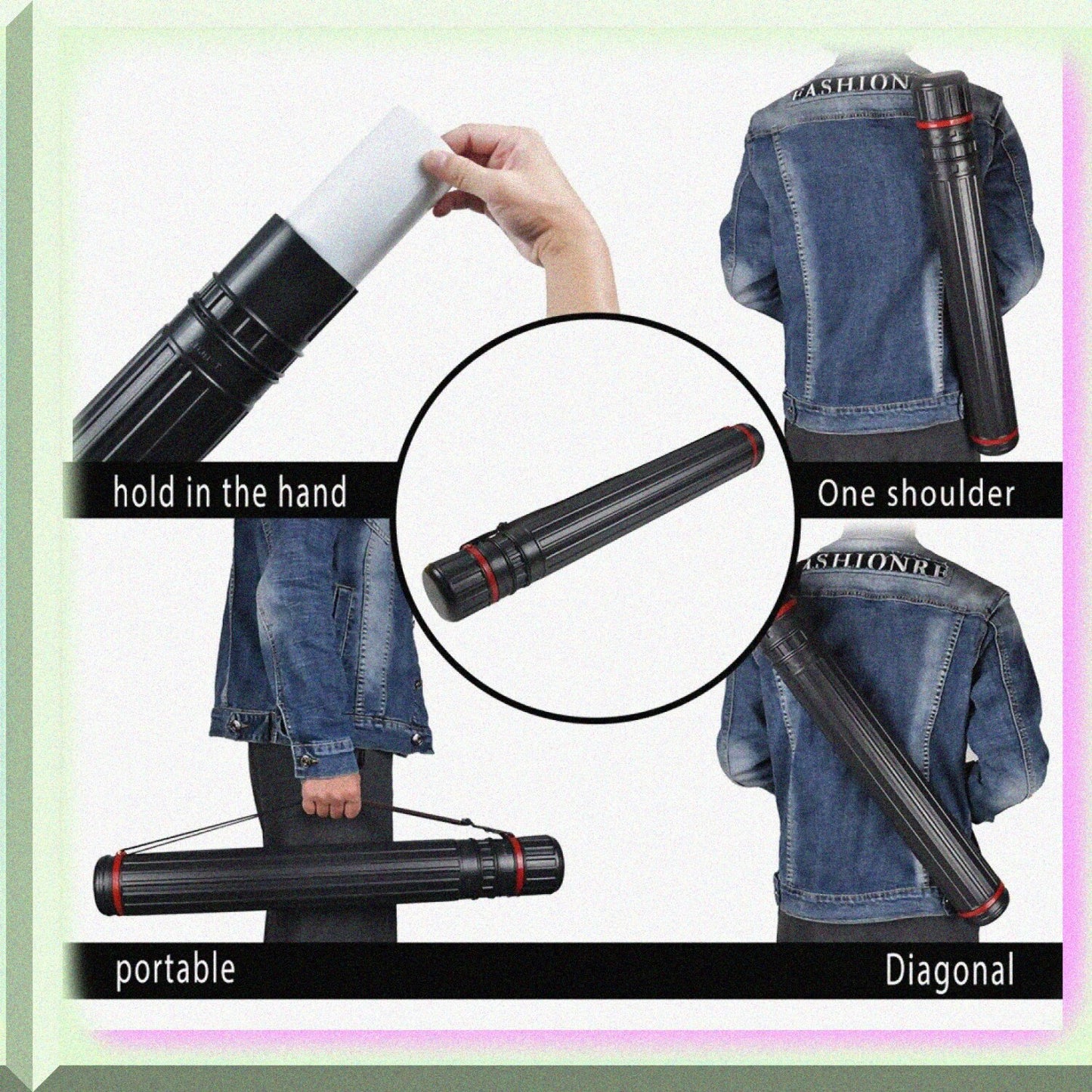 Drawing Tube Blueprint Case 24-40 Inches Black Plastic