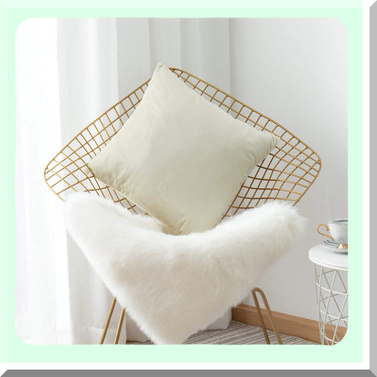 Luxury Ivory Velvet Pillowcase - Elegant Sofa Cushion Cover - 18x18 Inch Decorative Throw Pillow - Soft White Bench Pillow Protector - Pearl Ivory Cozy Home Accent